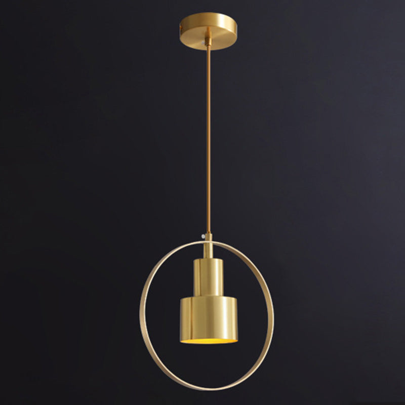 Lumière suspendue cylindrique postmoderne 1 Bulbes Pendant en métal en or pour le restaurant