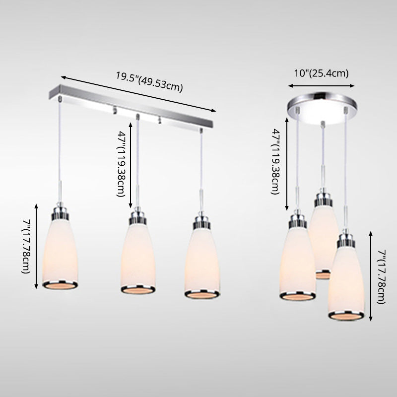 Modern Conical Pendant Ceiling Light Glass Dinning Room Ceiling Pendant Lamp in Silver