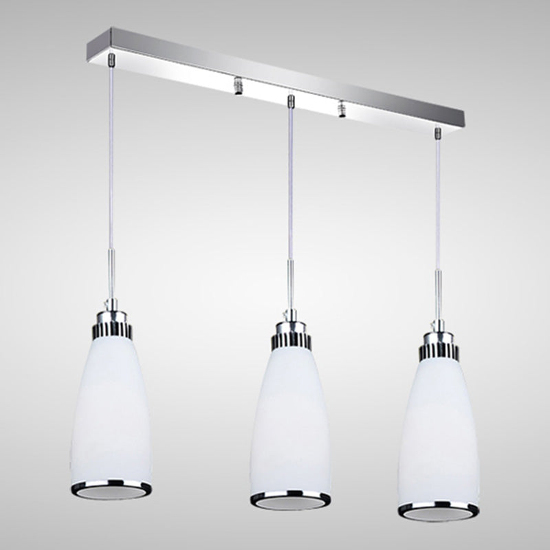 Modern Conical Pendant Ceiling Light Glass Dinning Room Ceiling Pendant Lamp in Silver