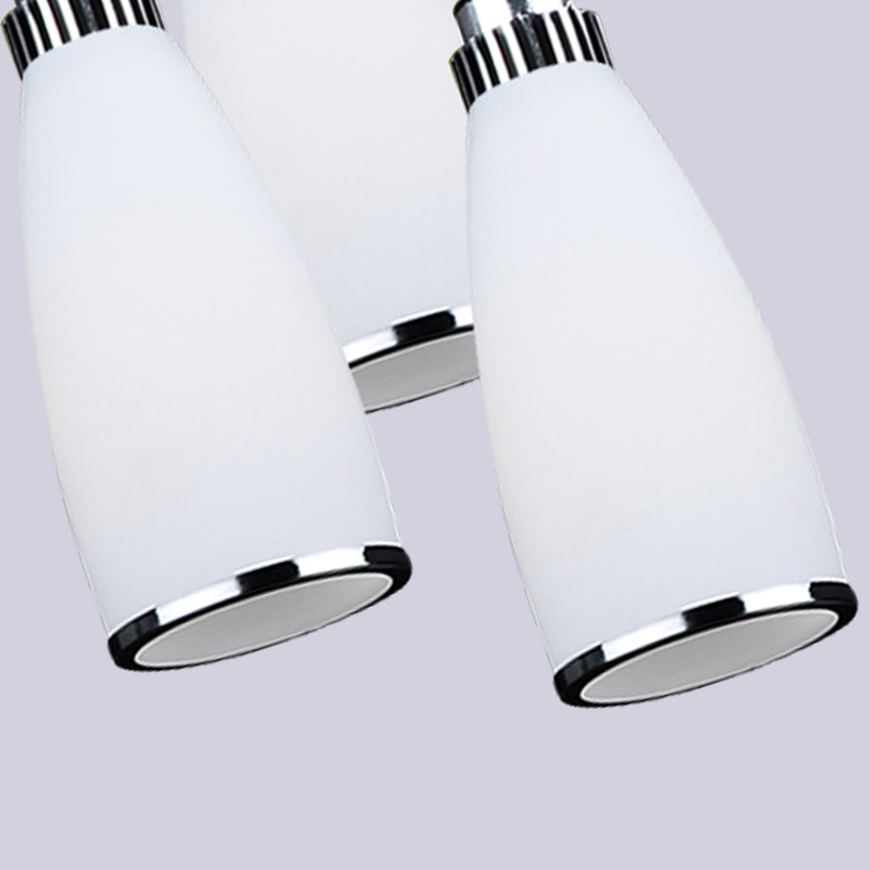 Modern Conical Pendant Ceiling Light Glass Dinning Room Ceiling Pendant Lamp in Silver