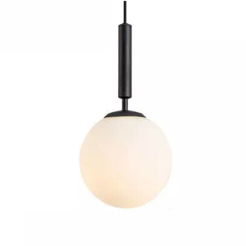 Bedroom Suspension Pendant Light Nordic White Pendant Light Kit with Orb Glass Shade