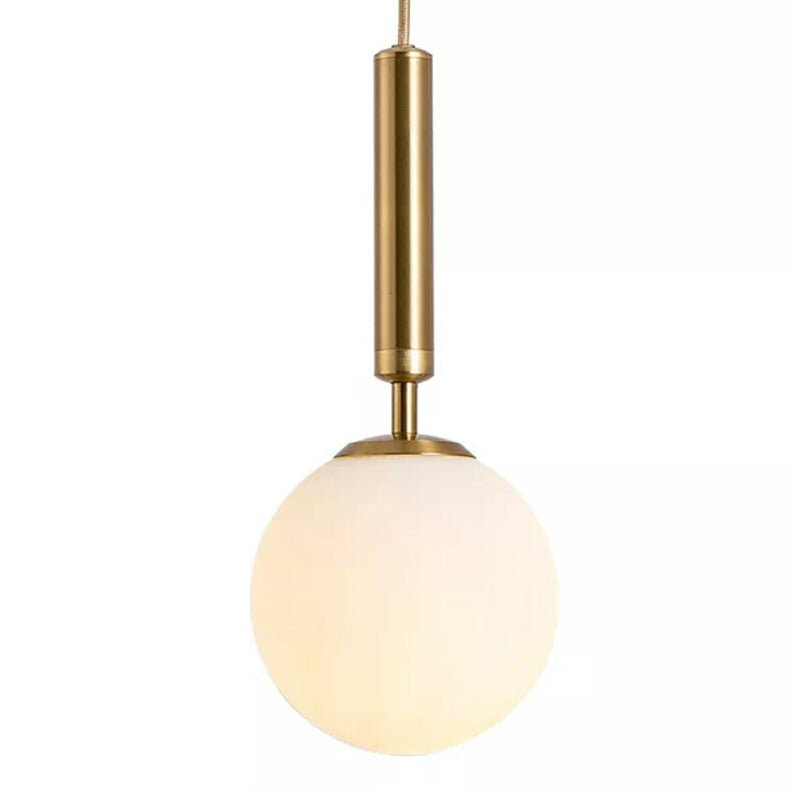 Bedroom Suspension Pendant Light Nordic White Pendant Light Kit with Orb Glass Shade