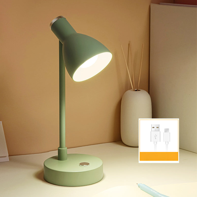 Lampada da tavolo Macaron con luce da lettura a LED per dormitorio con paralume in plastica a campana