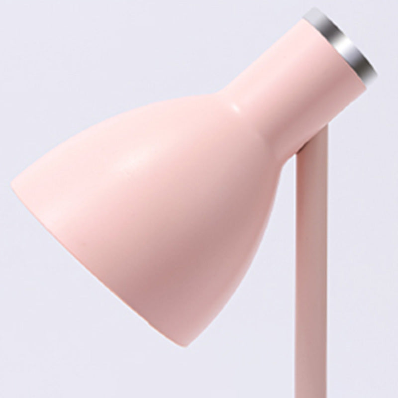 Lampada da tavolo Macaron con luce da lettura a LED per dormitorio con paralume in plastica a campana