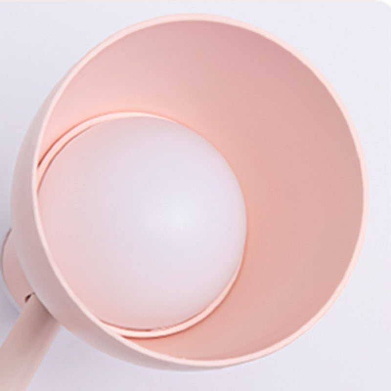 Lampada da tavolo Macaron con luce da lettura a LED per dormitorio con paralume in plastica a campana