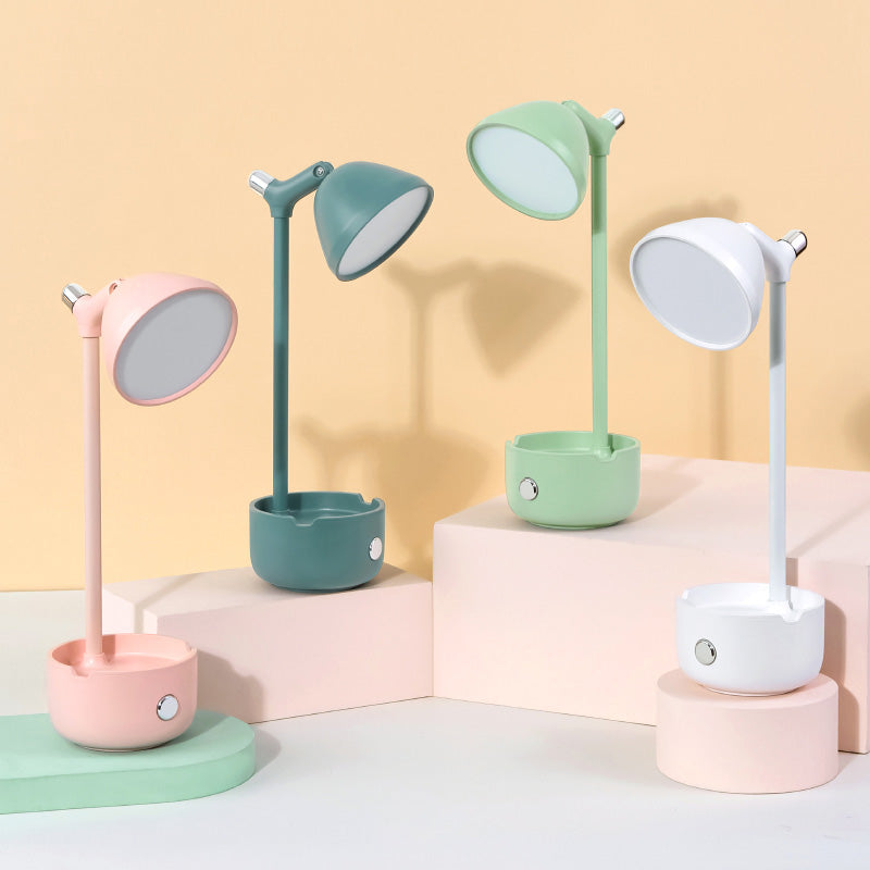 Plastic Bowl Shade Study Lamp Macaron Style Adjustable LED Night Table Light