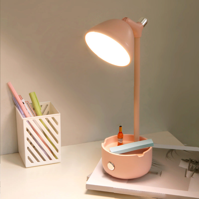 Plastic Bowl Shade Study Lamp Macaron Style Adjustable LED Night Table Light