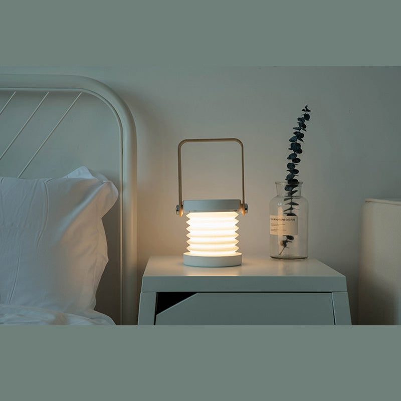 Portable Round Night Light Creative Lampshade Foldable Design Acrylic Bedroom LED Lantern Table Lamp