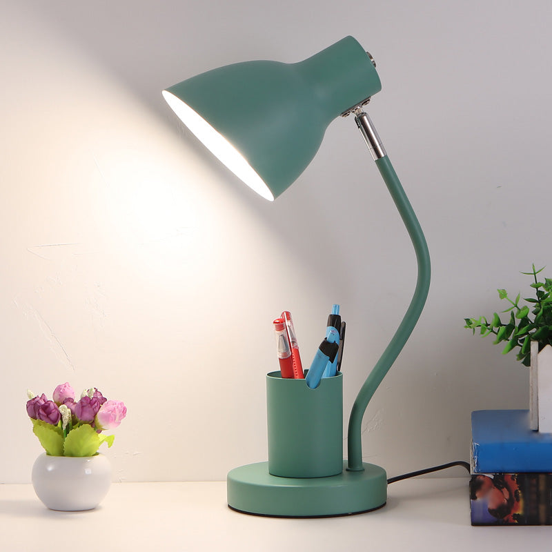 Angled Shade Table Lamp Nordic Metal 1-Light Study Room Reading Light with Pen Holder