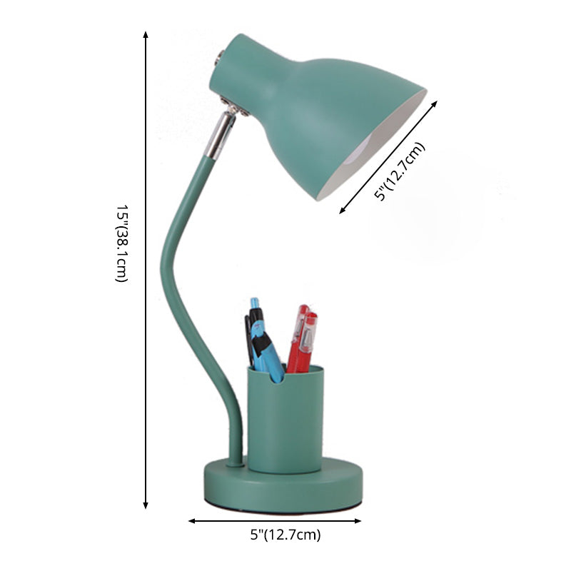 Angled Shade Table Lamp Nordic Metal 1-Light Study Room Reading Light with Pen Holder