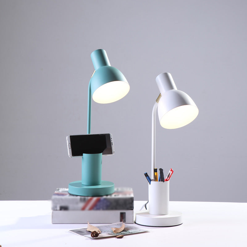 Bell Shade Metall Lesen Lampe Macaron Style 1 Kopftischleuchte mit Stiftbehälter