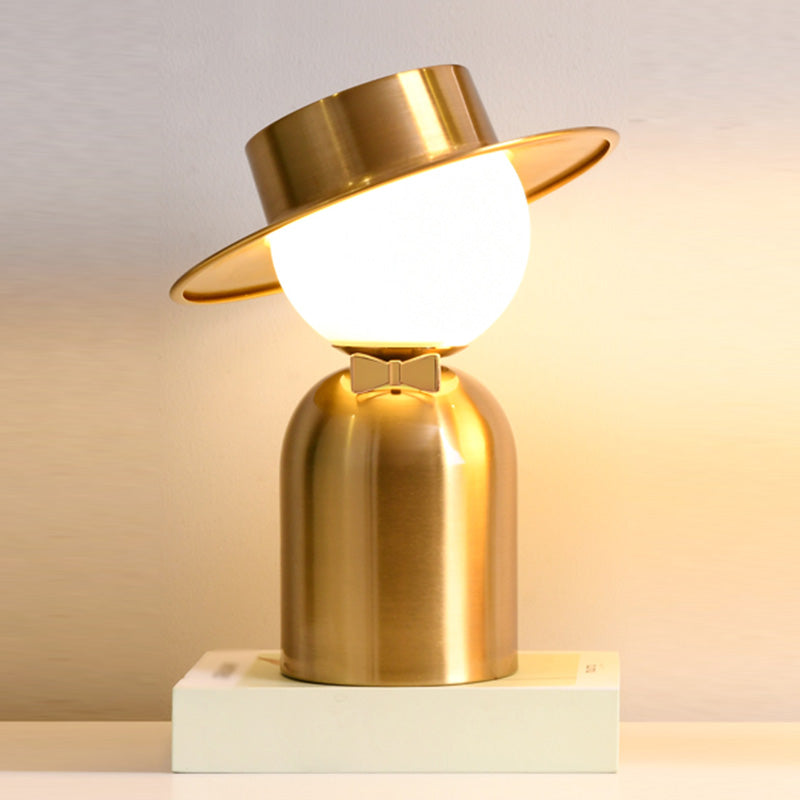 Bride and Groom Table Lamp Creative Modern White Glass 1-Light Bedroom Nightstand Light in Gold