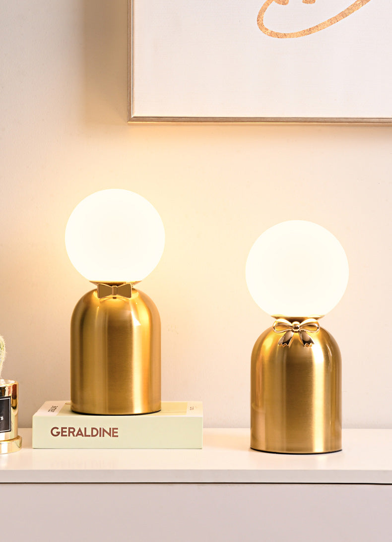 Bride and Groom Table Lamp Creative Modern White Glass 1-Light Bedroom Nightstand Light in Gold