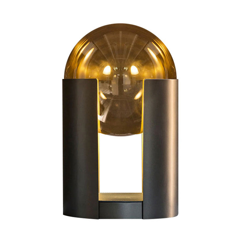 Table en verre ambre sphérique Lumière Postmoderne 2-Bulb Black Nightstand Lampe