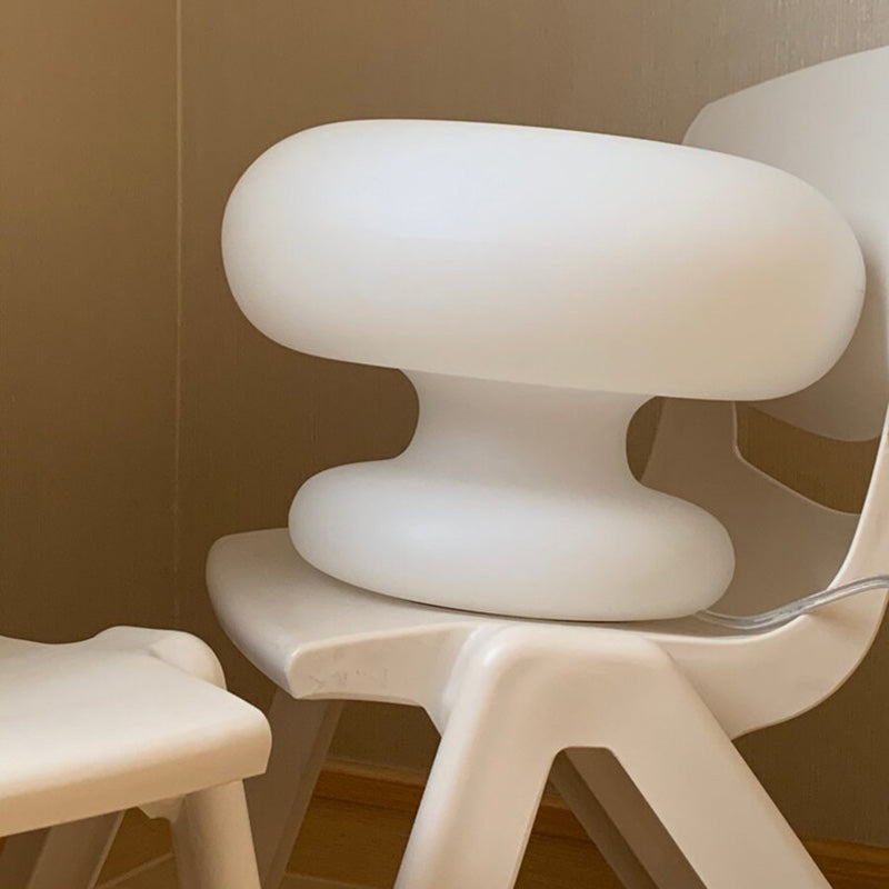 Donut Shaped Milk Glass Table Lamp Minimalist 1-Light Nightstand Light for Bedroom