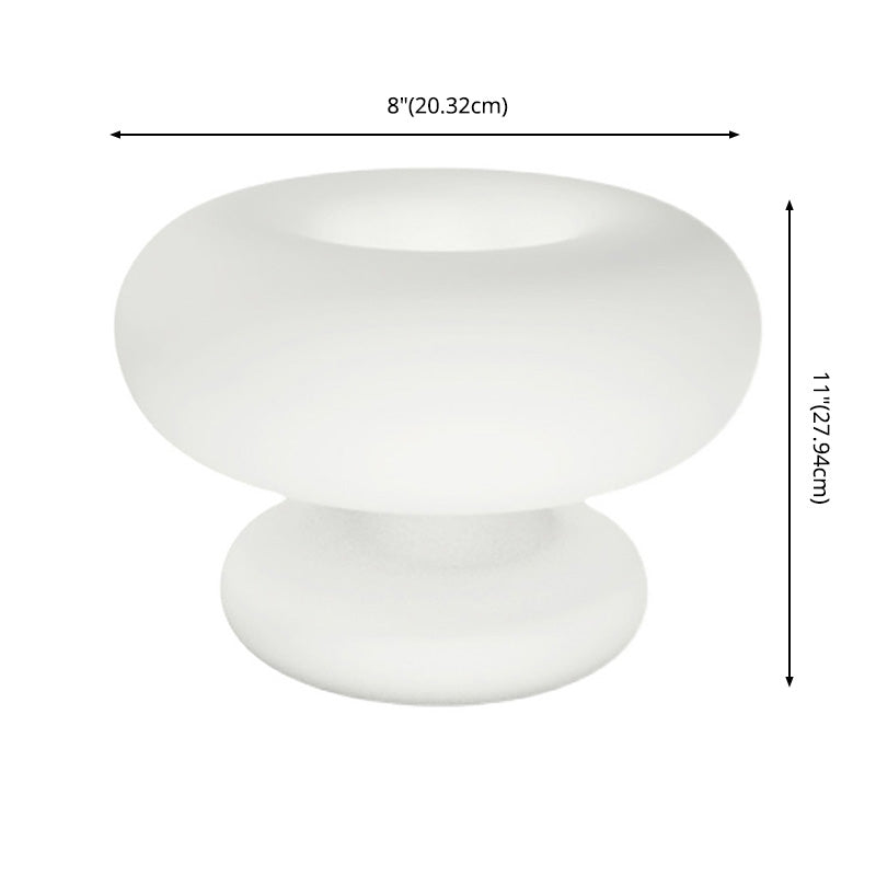 Donut Shaped Milk Glass Table Lamp Minimalist 1-Light Nightstand Light for Bedroom