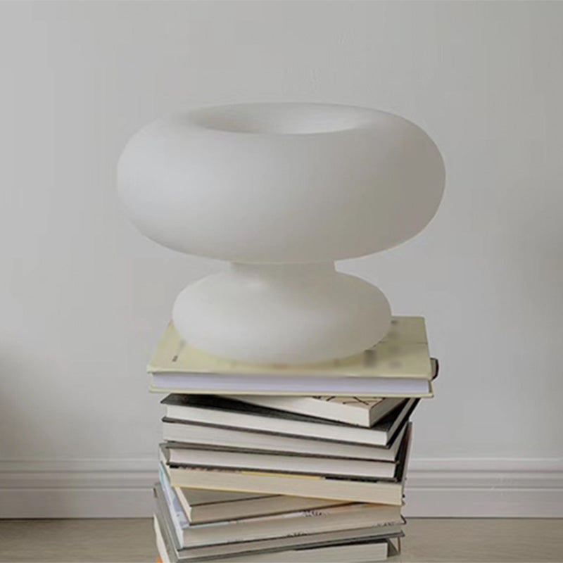 Donut Shaped Milk Glass Table Lamp Minimalist 1-Light Nightstand Light for Bedroom