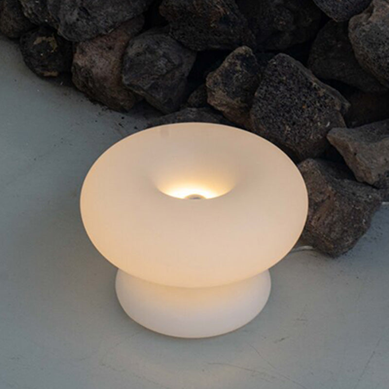 Donut Shaped Milk Glass Table Lamp Minimalist 1-Light Nightstand Light for Bedroom