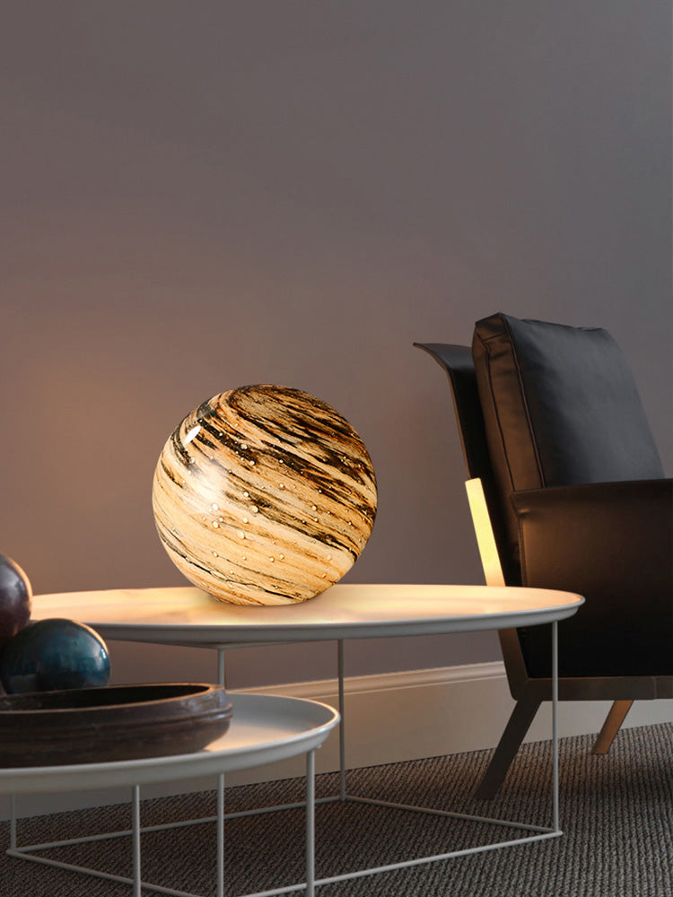 Creative Planet Shaped Night Lamp Modern Glass 1-Bulb Living Room Table Light