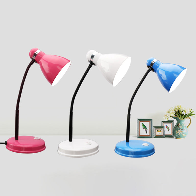 Minimalist Flexible Lernlampe Metall 1 Kopf Schlafzimmer Tischlicht mit Glockenschatten