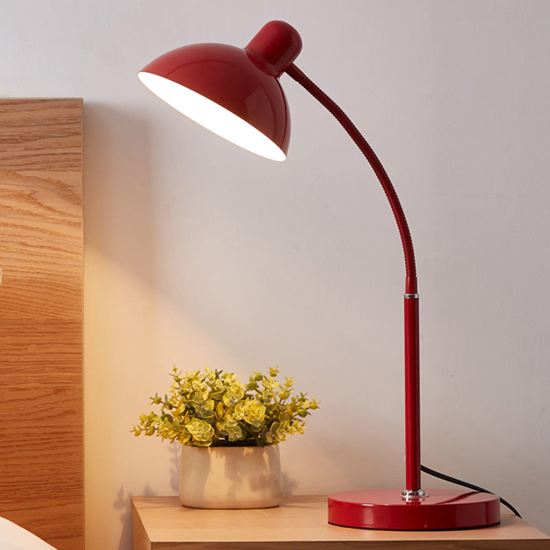 Bowl Shade Flexible Reading Lamp Macaron Style Metal 1 Bulb Bedroom Table Light