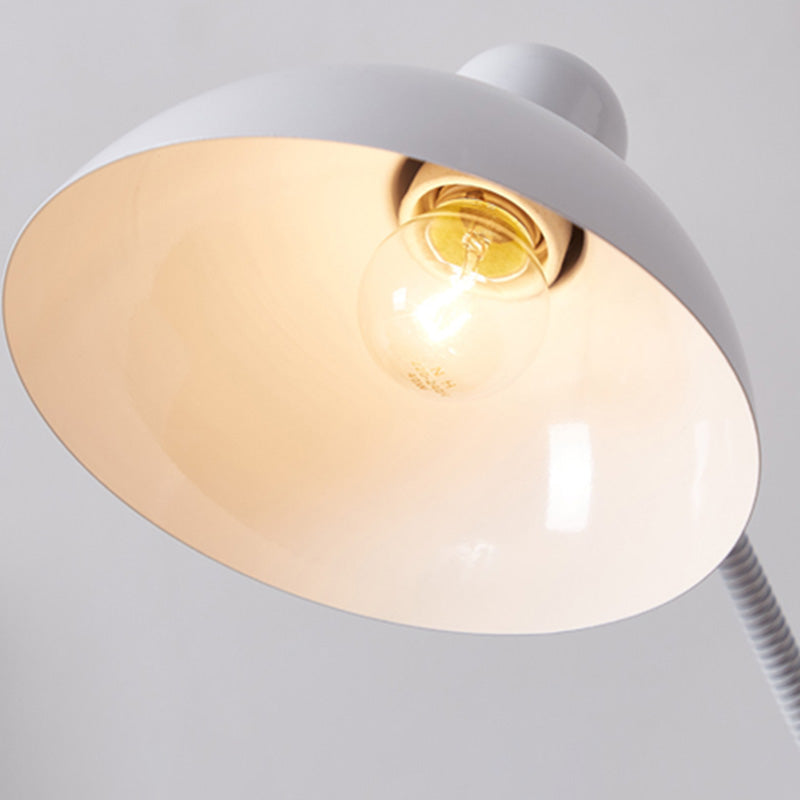 Bowl Shade Flexible Reading Lamp Macaron Style Metal 1 Bulb Bedroom Table Light