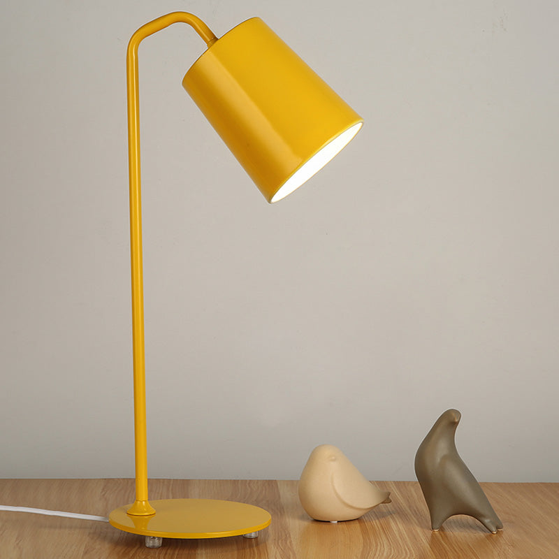 Cylindrical Bedside Reading Book Lamp Metal 1 Head Macaron Style Table Light
