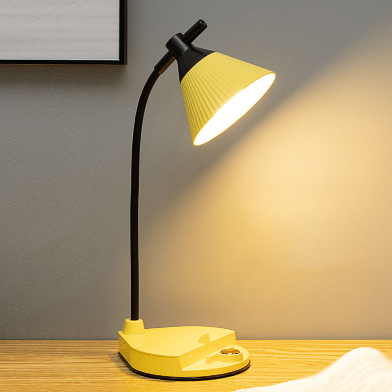 Touch Control Conical Study Light Macaron Plastic Dormitory LED Table Lamp