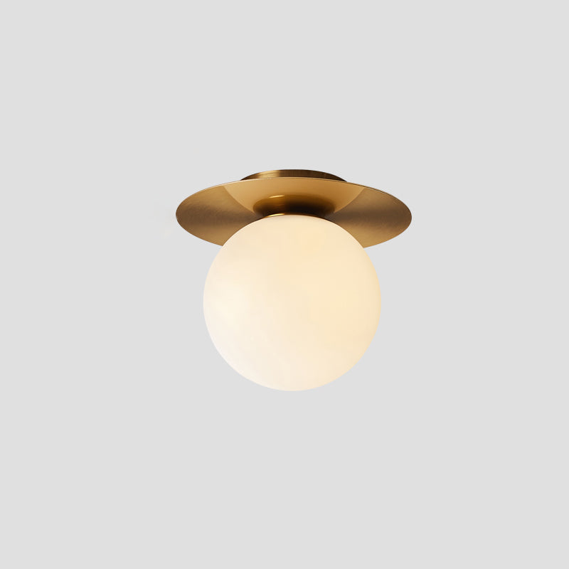 Glass Brass Ceiling Light in Modern Concise Style Iron Globe Flush Mount for Corridor