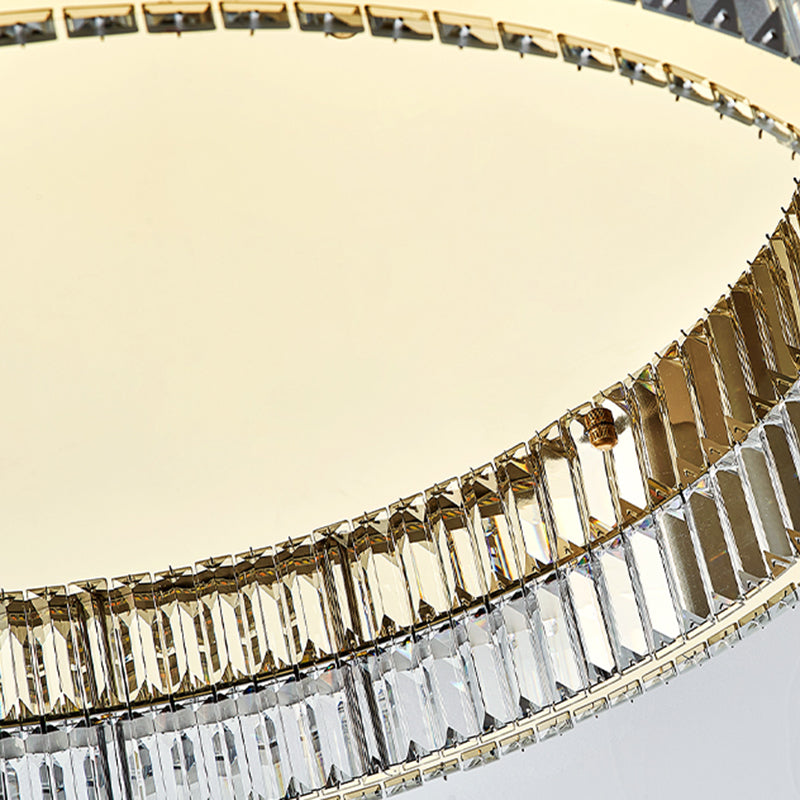 Lámpara de techo LED circular dorada de estilo moderno, montaje empotrado de acero inoxidable con pantalla de cristal