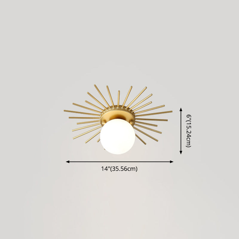 Plafonnier Globe doré de style créatif moderne en fer forgé avec abat-jour en verre