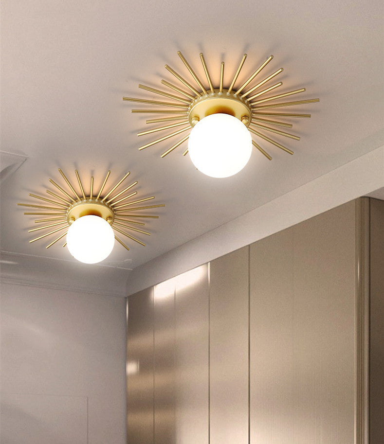 Plafonnier Globe doré de style créatif moderne en fer forgé avec abat-jour en verre