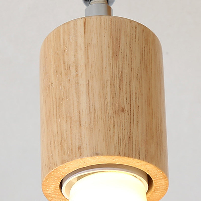 Lámpara de techo giratoria minimalista moderna, bombilla desnuda de madera, soporte semiempotrado para pasillo