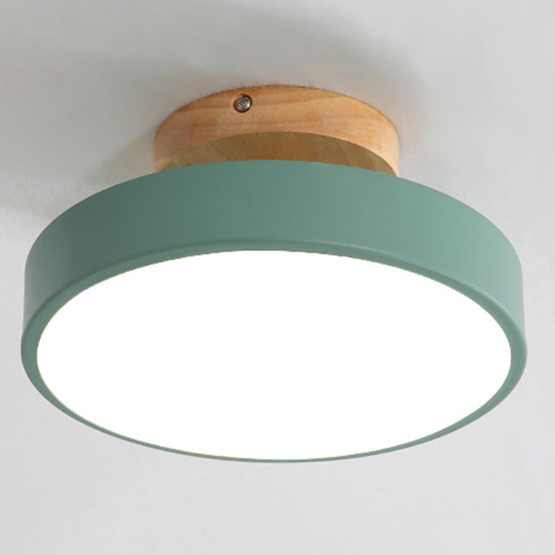 Montaje semi empotrado LED circular de madera en lámpara de techo Macaron acrílica de simplicidad moderna para pasillo