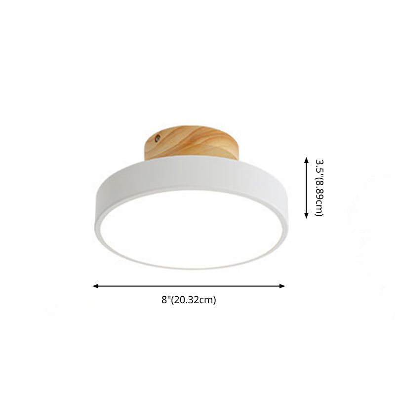 Montaje semi empotrado LED circular de madera en lámpara de techo Macaron acrílica de simplicidad moderna para pasillo