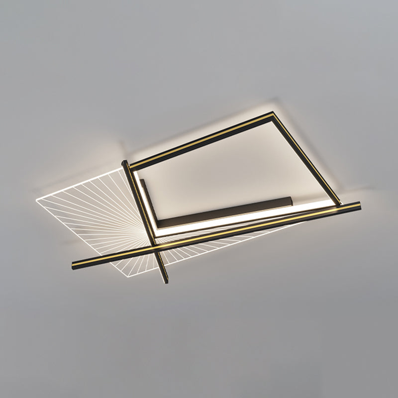 Minimalisme Aluminium LED Ceiling Mounted Light Squared 1-Light Flush Light for Living Room