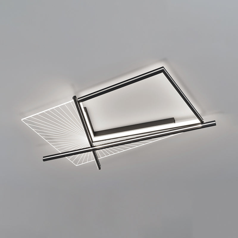 Minimalisme Aluminium LED Ceiling Mounted Light Squared 1-Light Flush Light for Living Room