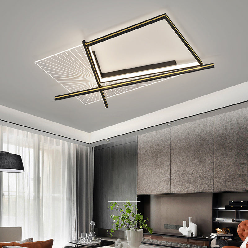 Minimalisme Aluminium LED Ceiling Mounted Light Squared 1-Light Flush Light for Living Room