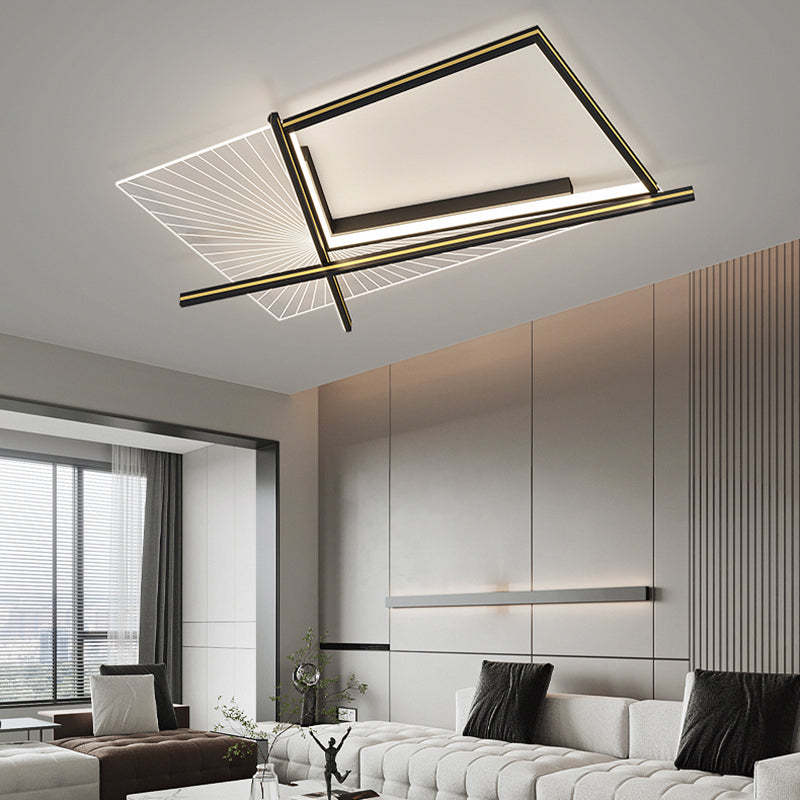 Minimalisme Aluminium LED Ceiling Mounted Light Squared 1-Light Flush Light for Living Room
