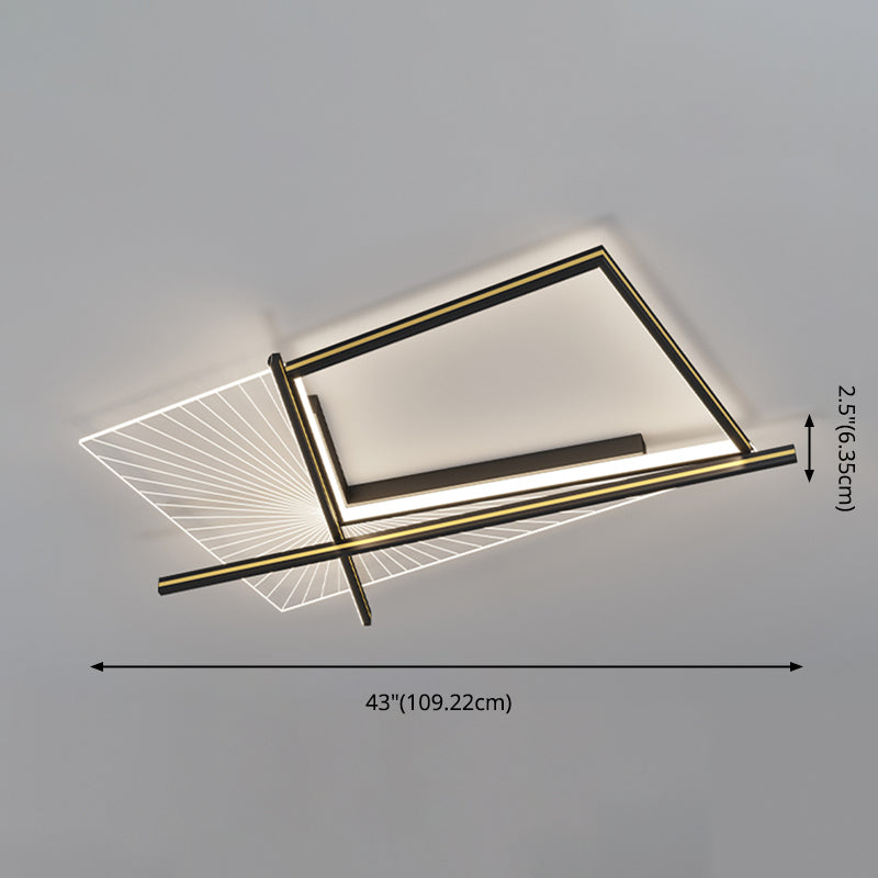 Minimalisme Aluminium LED Ceiling Mounted Light Squared 1-Light Flush Light for Living Room