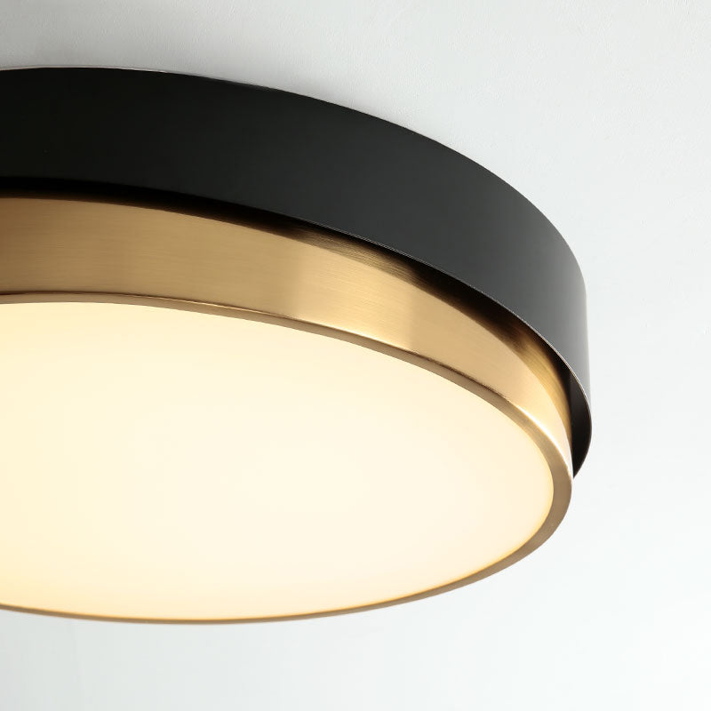 Black and Gold Modern Flush Light Circle 1-Light Ceiling Flush Mount for Bedroom