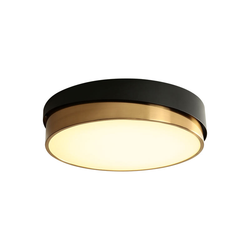 Black and Gold Modern Flush Light Circle 1-Light Ceiling Flush Mount for Bedroom