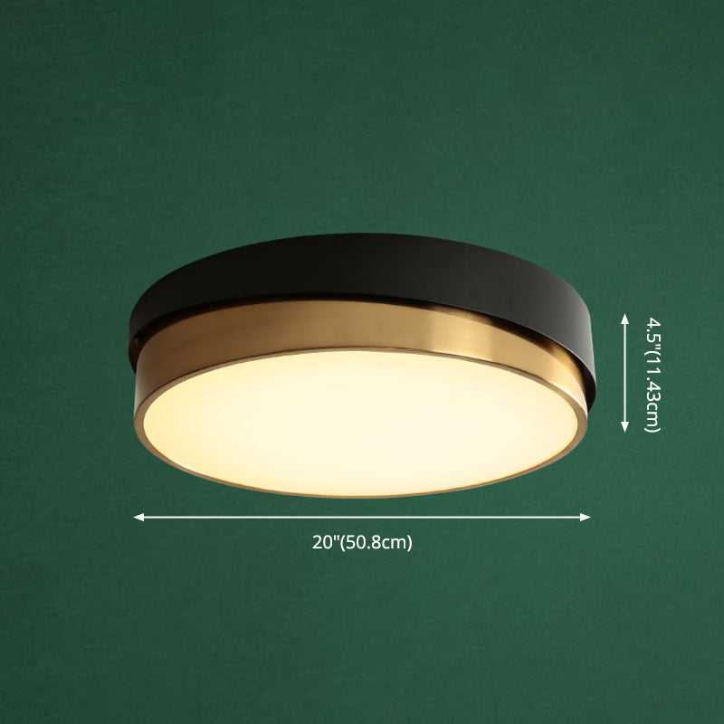 Black and Gold Modern Flush Light Circle 1-Light Ceiling Flush Mount for Bedroom