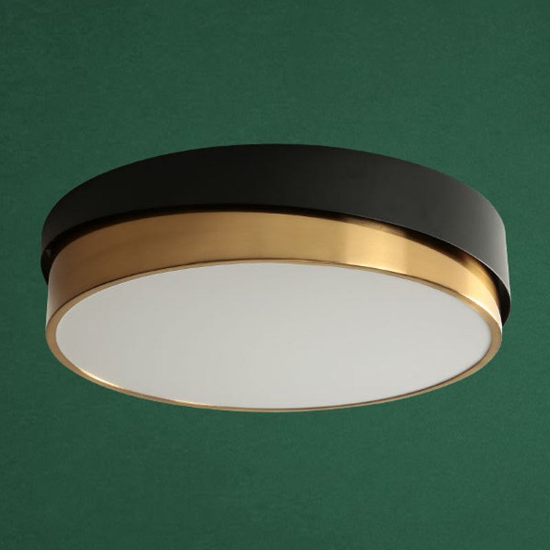 Black and Gold Modern Flush Light Circle 1-Light Ceiling Flush Mount for Bedroom