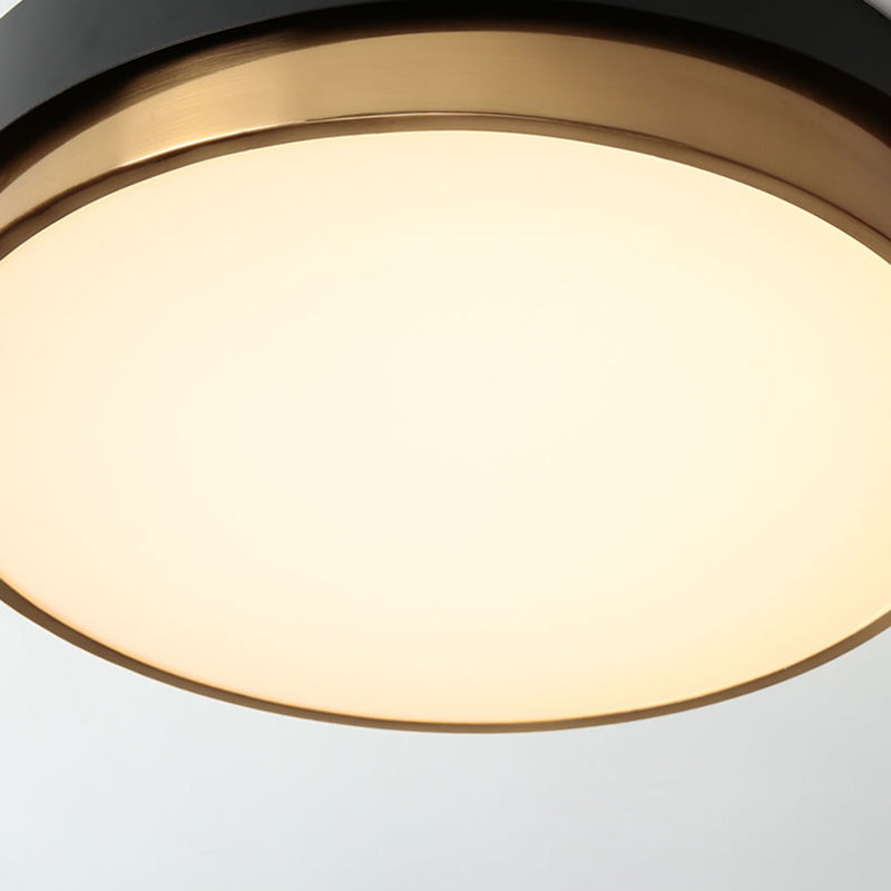 Black and Gold Modern Flush Light Circle 1-Light Ceiling Flush Mount for Bedroom