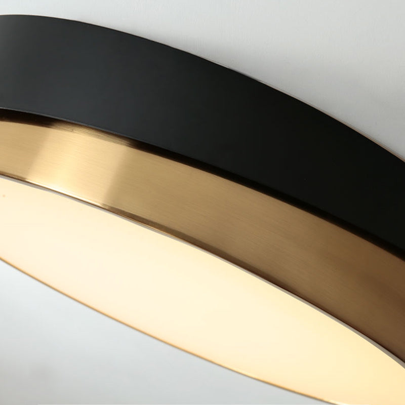 Black and Gold Modern Flush Light Circle 1-Light Ceiling Flush Mount for Bedroom