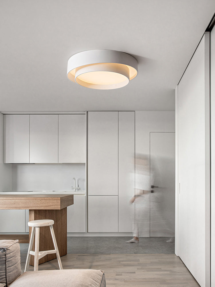 Lámpara empotrada moderna circular de 1 luz LED de metal montada en el techo para dormitorio