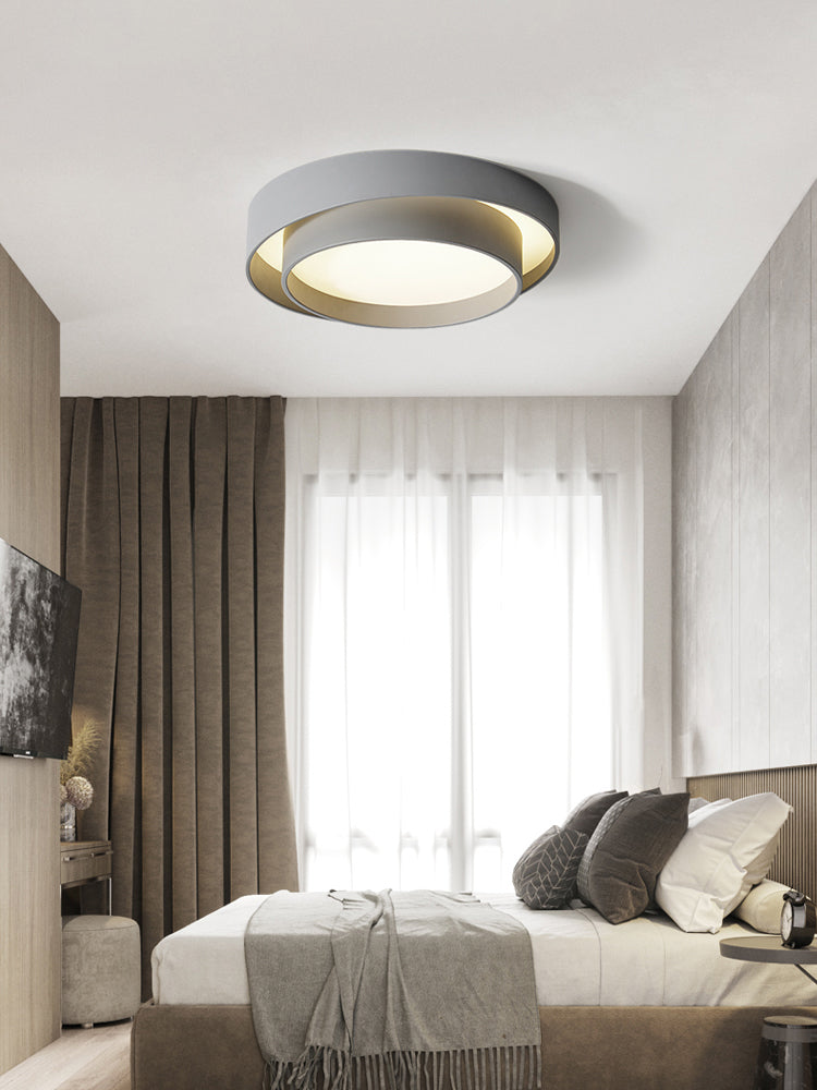 Lámpara empotrada moderna circular de 1 luz LED de metal montada en el techo para dormitorio