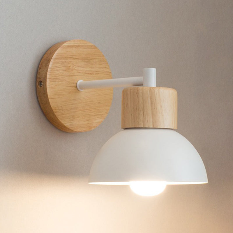 Lámpara de pared de madera hemi en el estilo conciso moderno luz de pared de hierro forjado para dormitorio