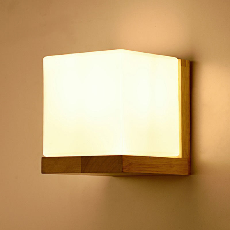 Lampada da parete del colore log in vetro in moderna sconce da parete rettangolare in legno in legno per spazi interni